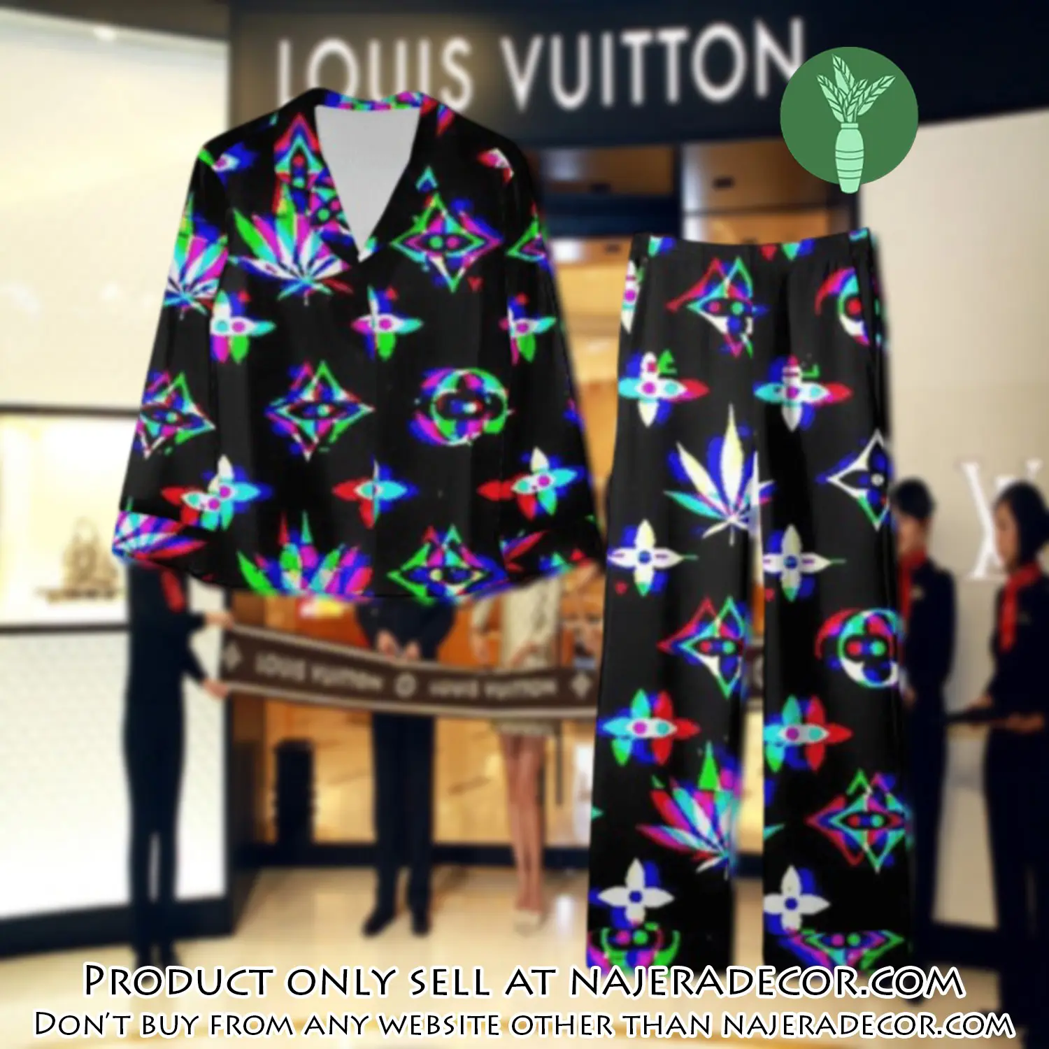 Trending luxury lv satin pajama set pjs1080 njr3758393